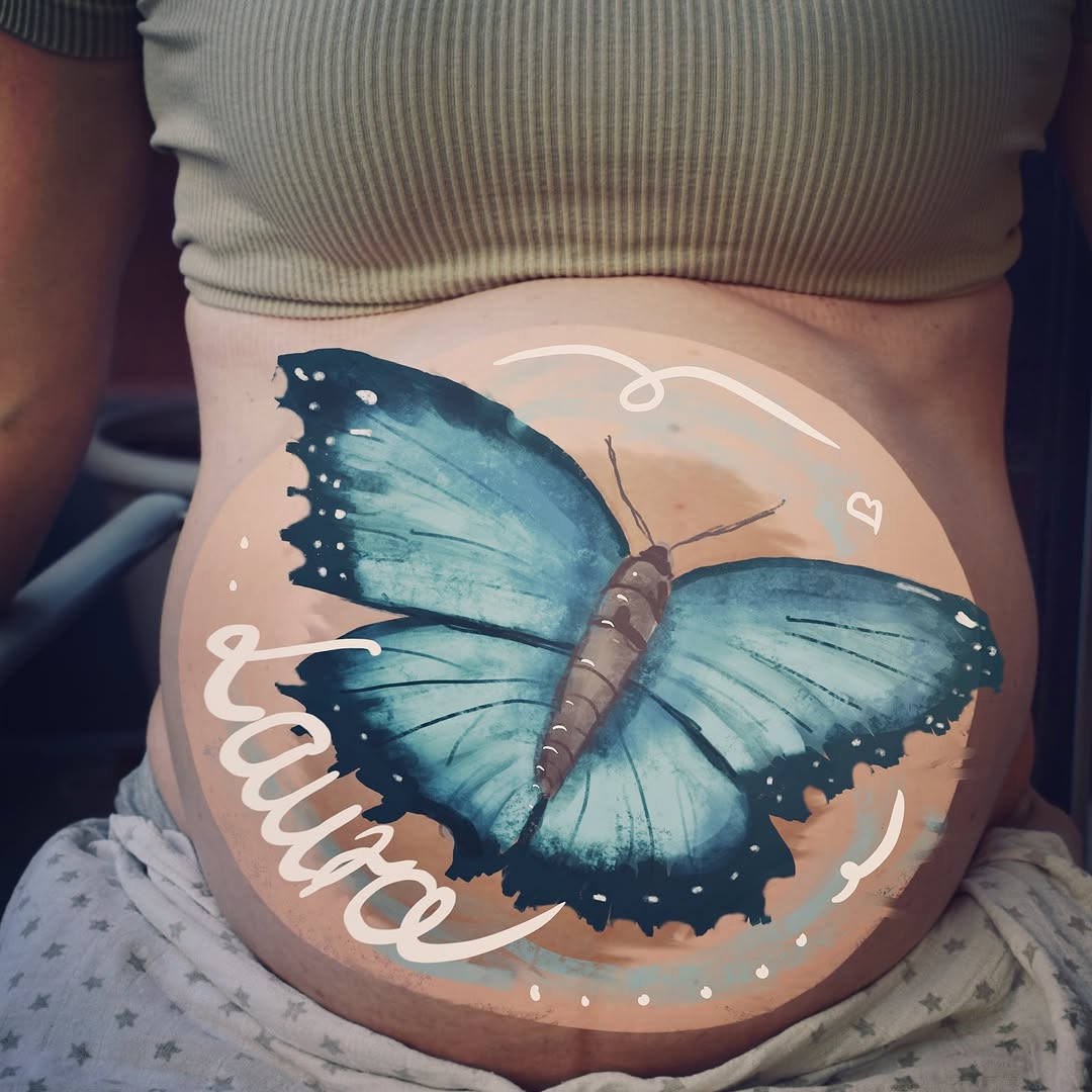 Belly painting farfalla morpho