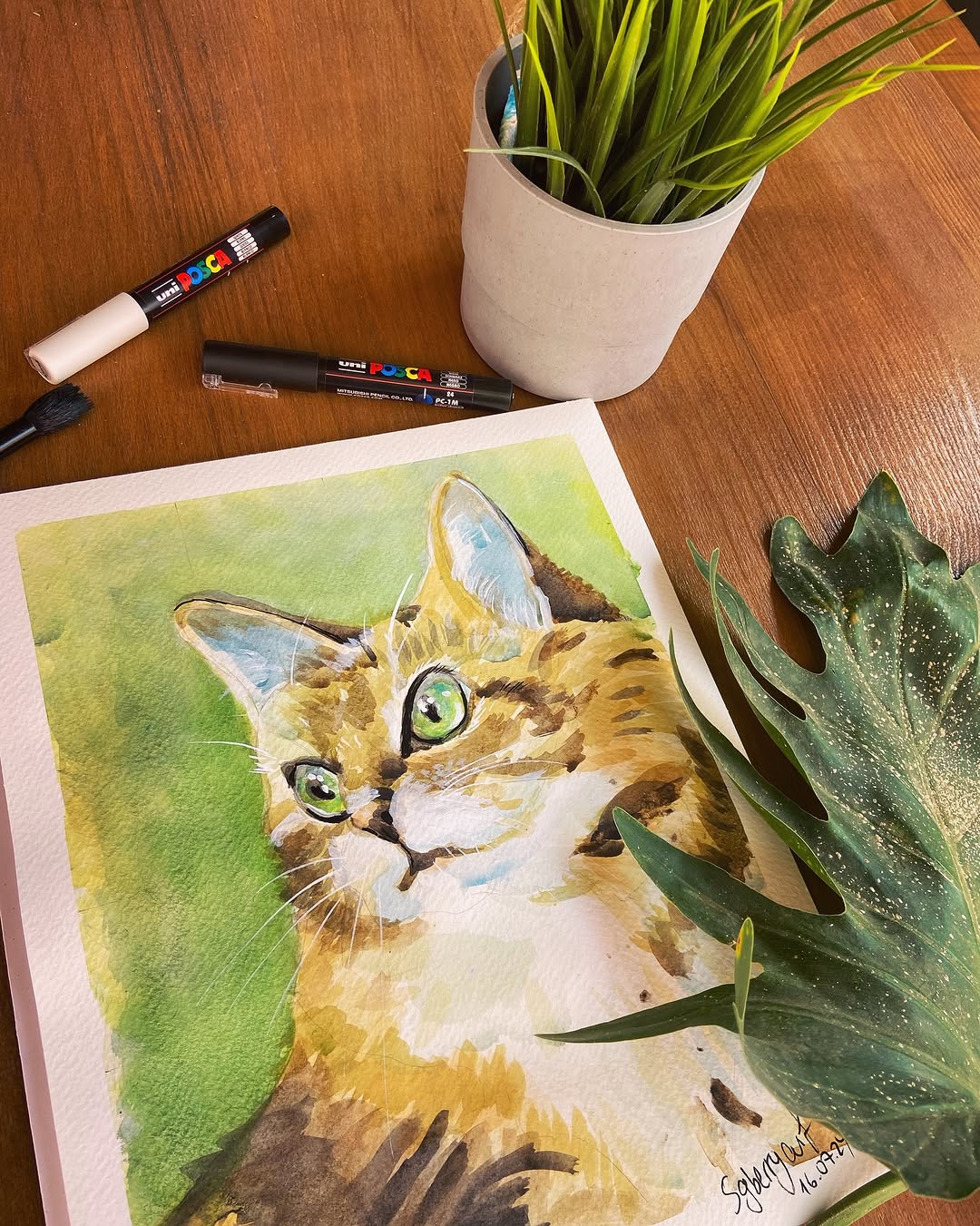 Ritratto gatto acquerello