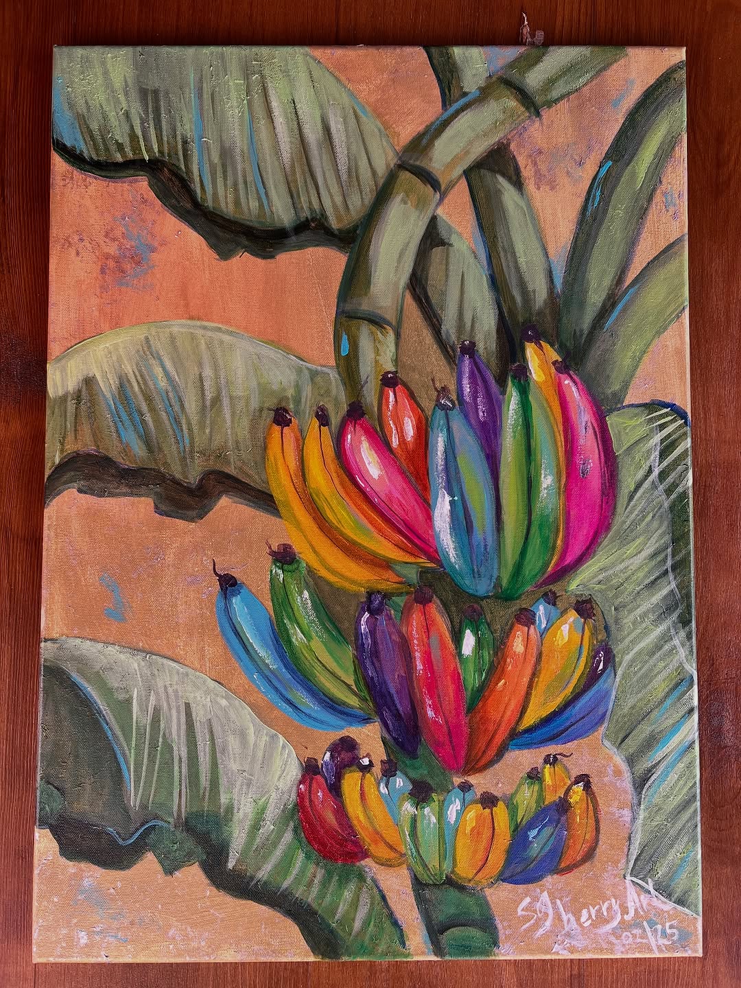 Bananeto Arcobaleno - dipinto acrilico SGBerryart