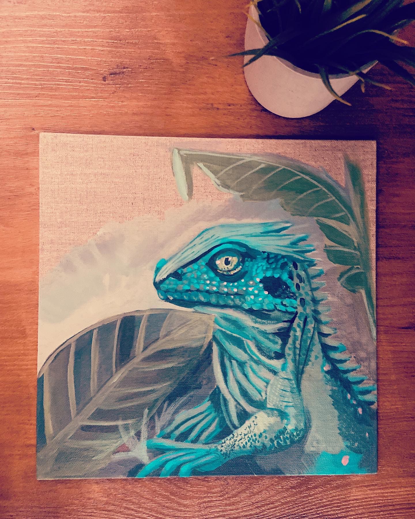 Iguana Turchese acrilico