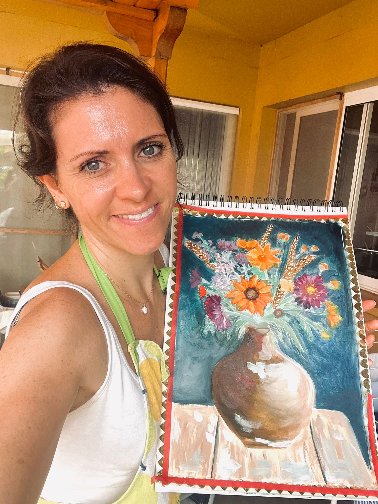 Steffi con vaso di fiori dipinto